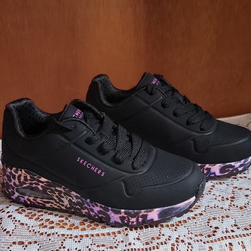 Girls Sketchers Kids Uno Gen 1 Viva Black And Purple